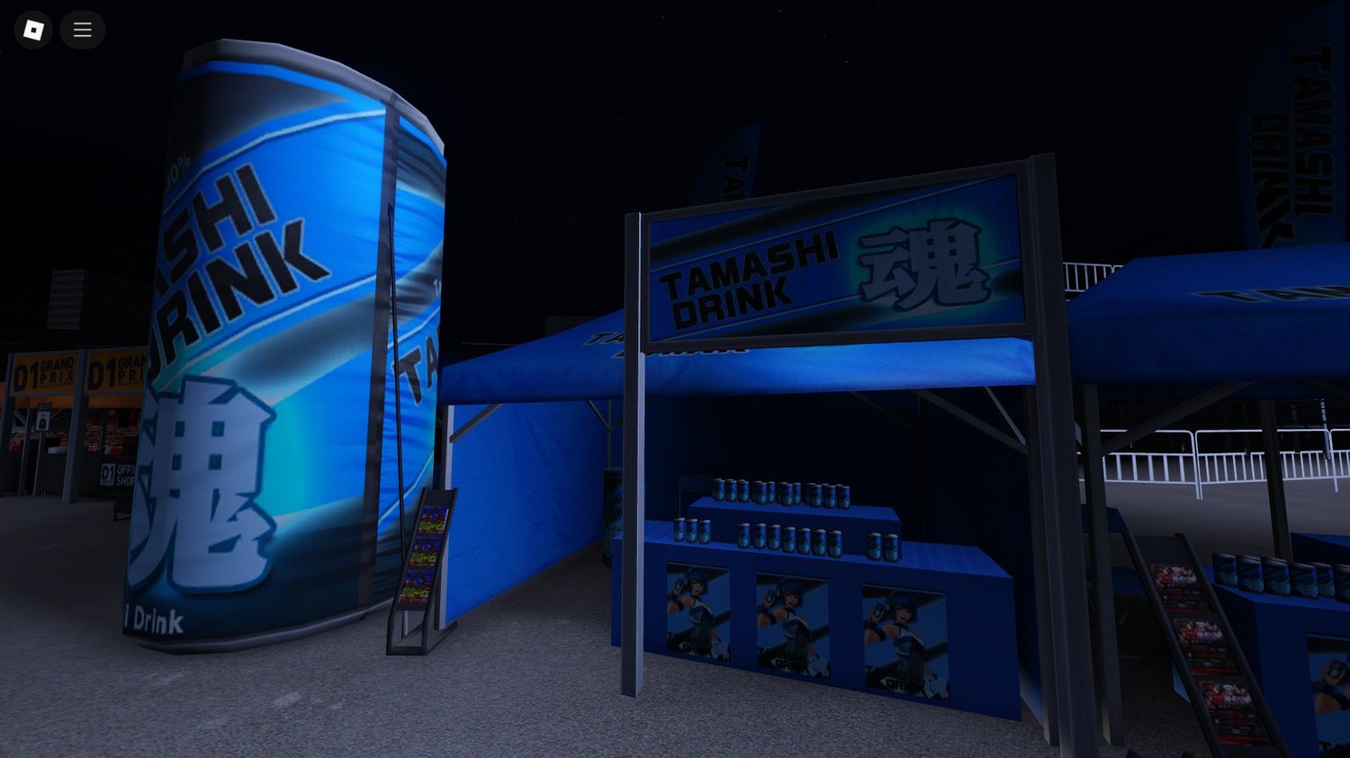 Roblox Night Bazaar with car parts stalls