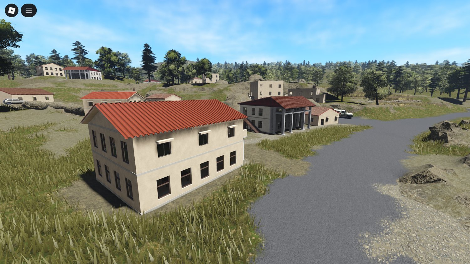 Roleplay scene in Roblox enterable village