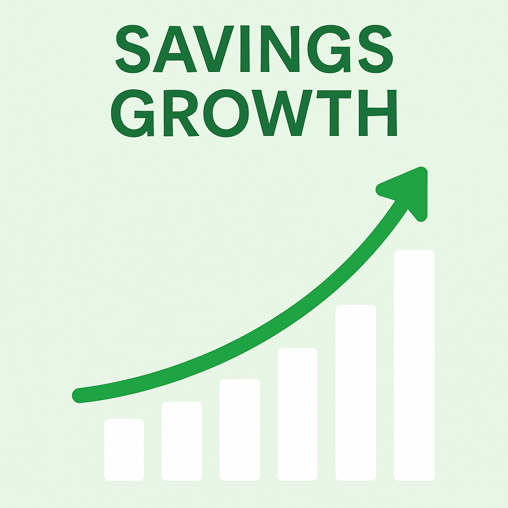Green upward curve chart showing savings growth