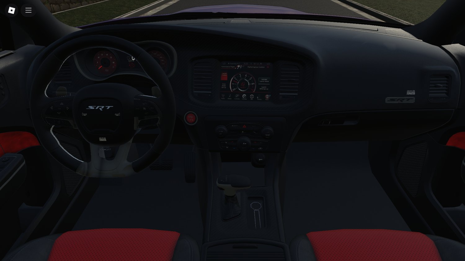 Charger SRT Hellcat driving through city streets in Roblox