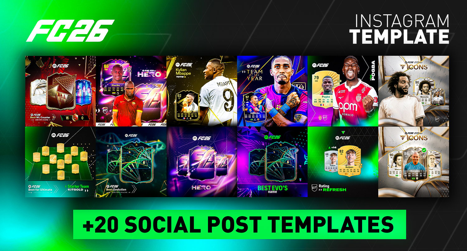 FC26 social media post templates – Instagram/Twitter PSDs