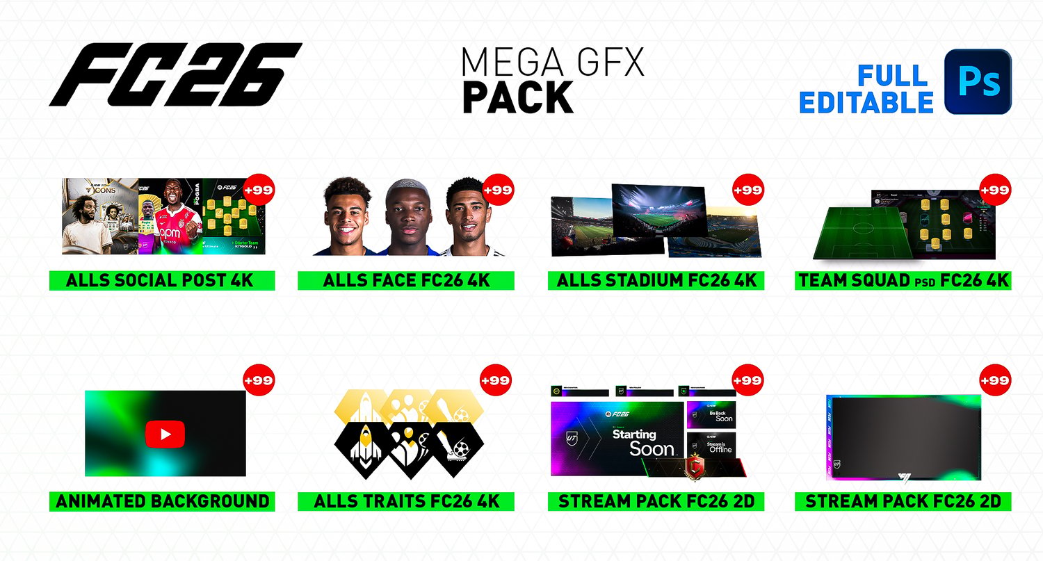 Card & pack-opening PSD templates – FC26 design system