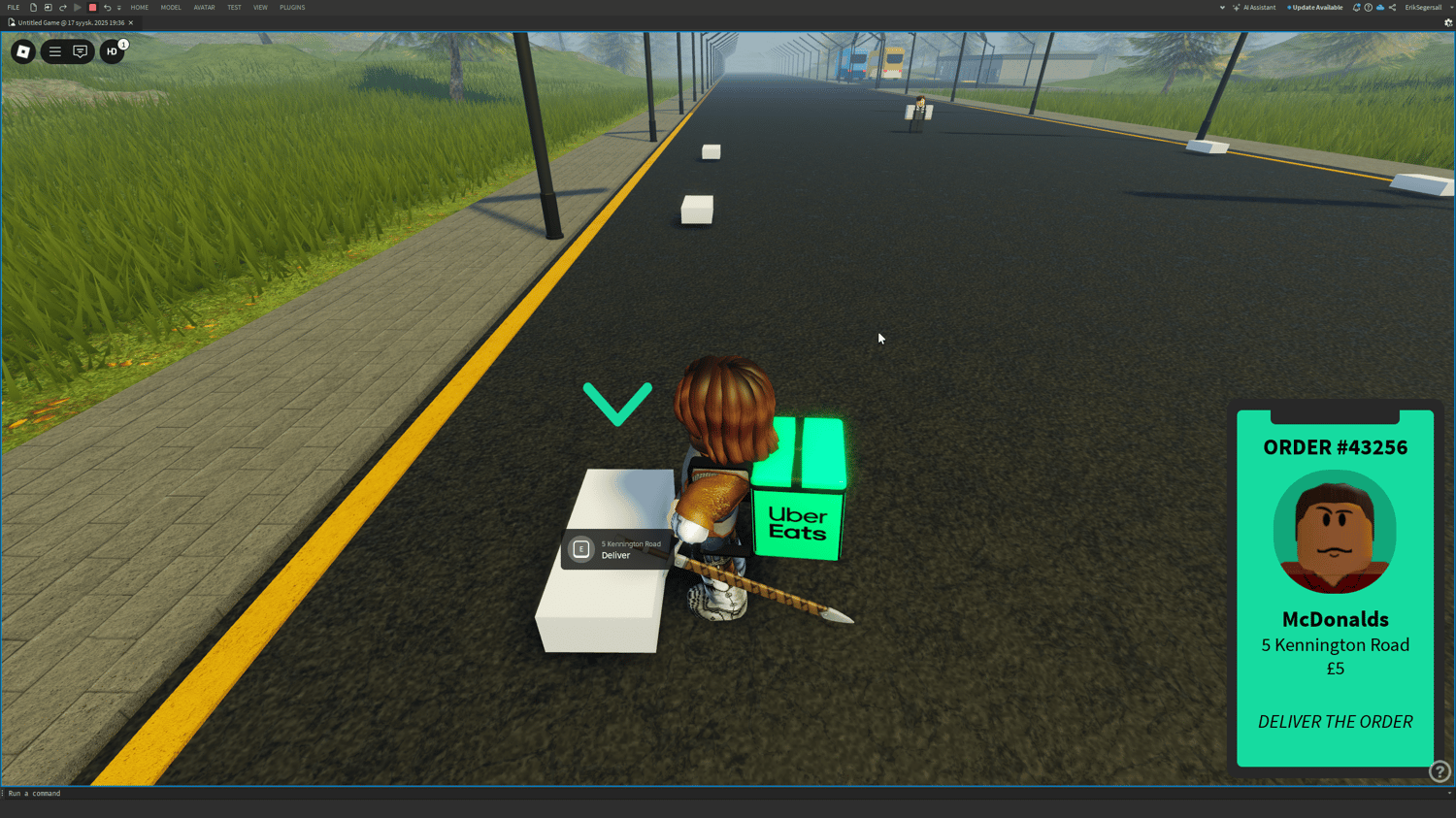 Roblox Uber Eats delivery job system for roleplay