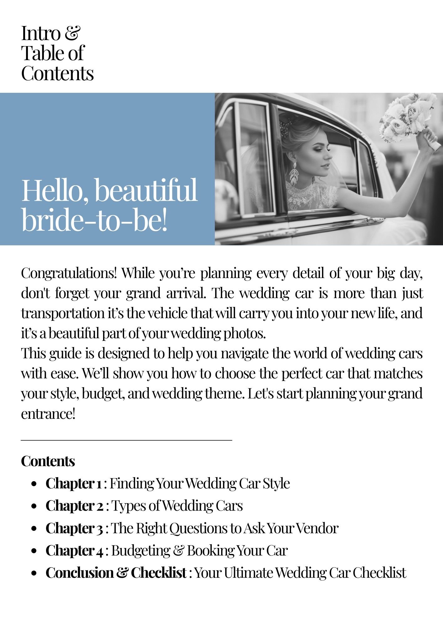 The Ultimate Wedding Car Guide Organizer, bridal reference, wedding tips