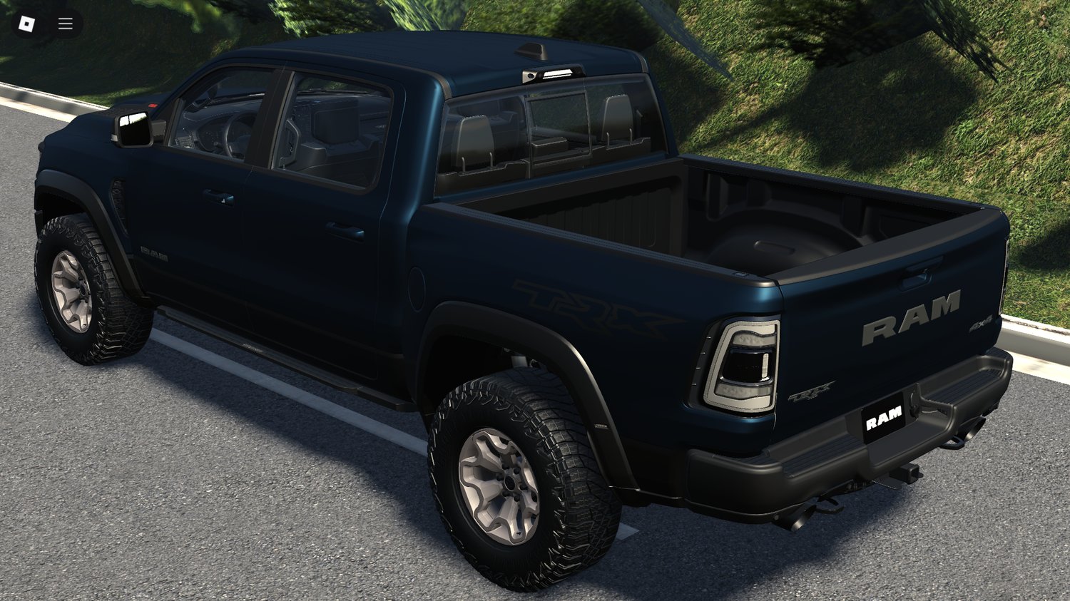 Rear view showcasing muscular truck styling