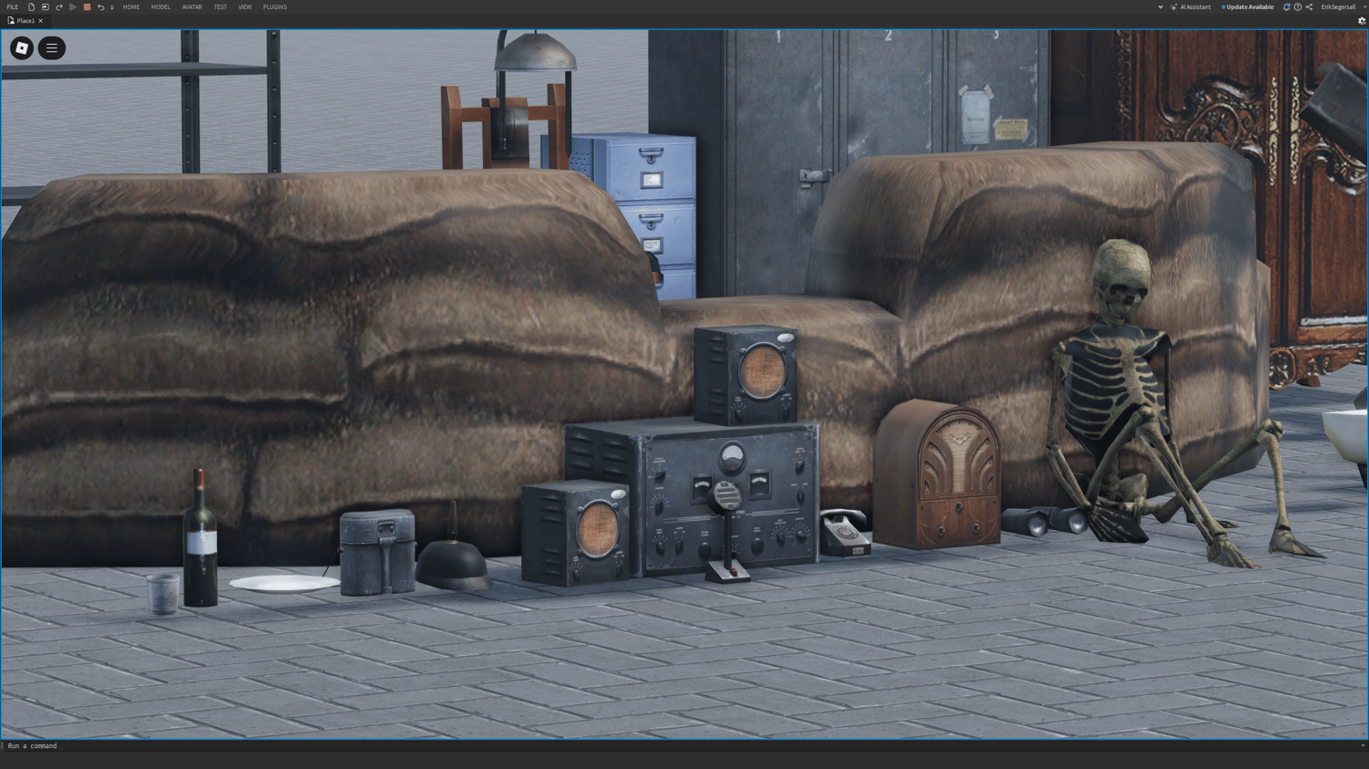 Roblox battlefield props with sandbags and tank traps