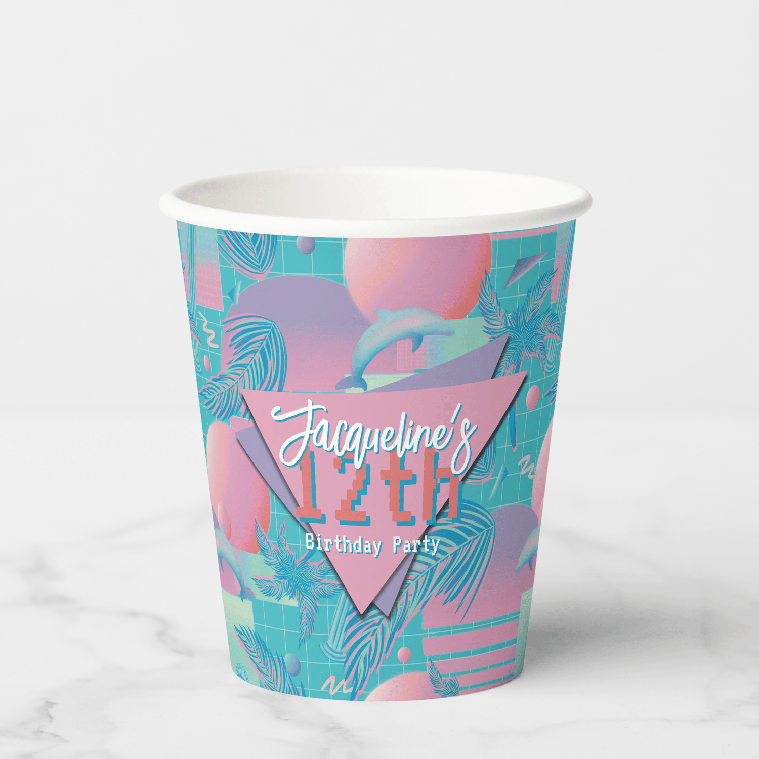 Summer Vaporwave Palm Trees Birthday Party Cups