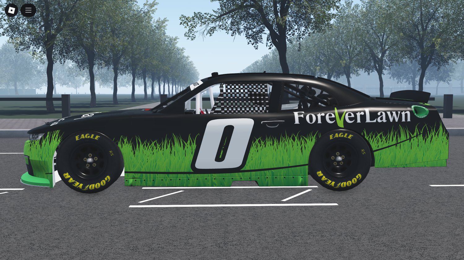 Side profile with ForeverLawn sponsor livery details