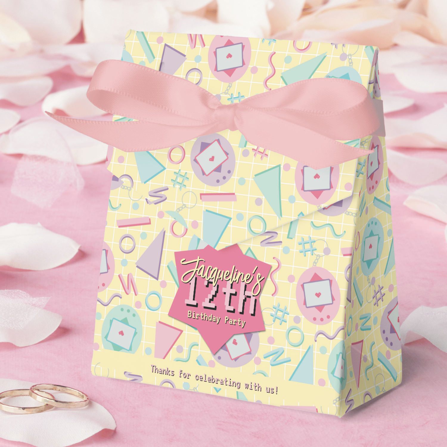 Retro Yellow Tamagotchi Gaming Birthday Party Favor Bags
