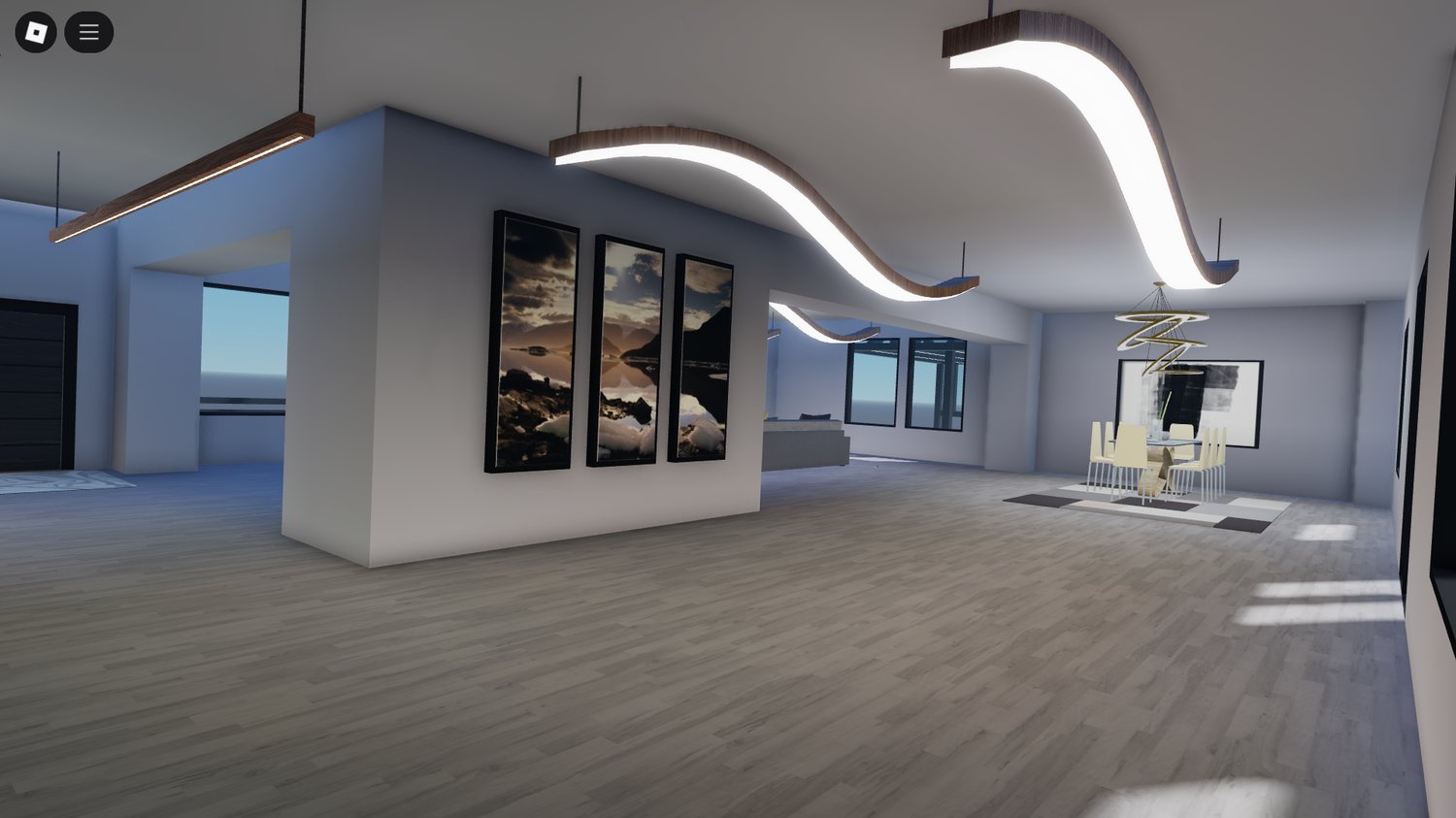 Living room and kitchen open-plan interiorv