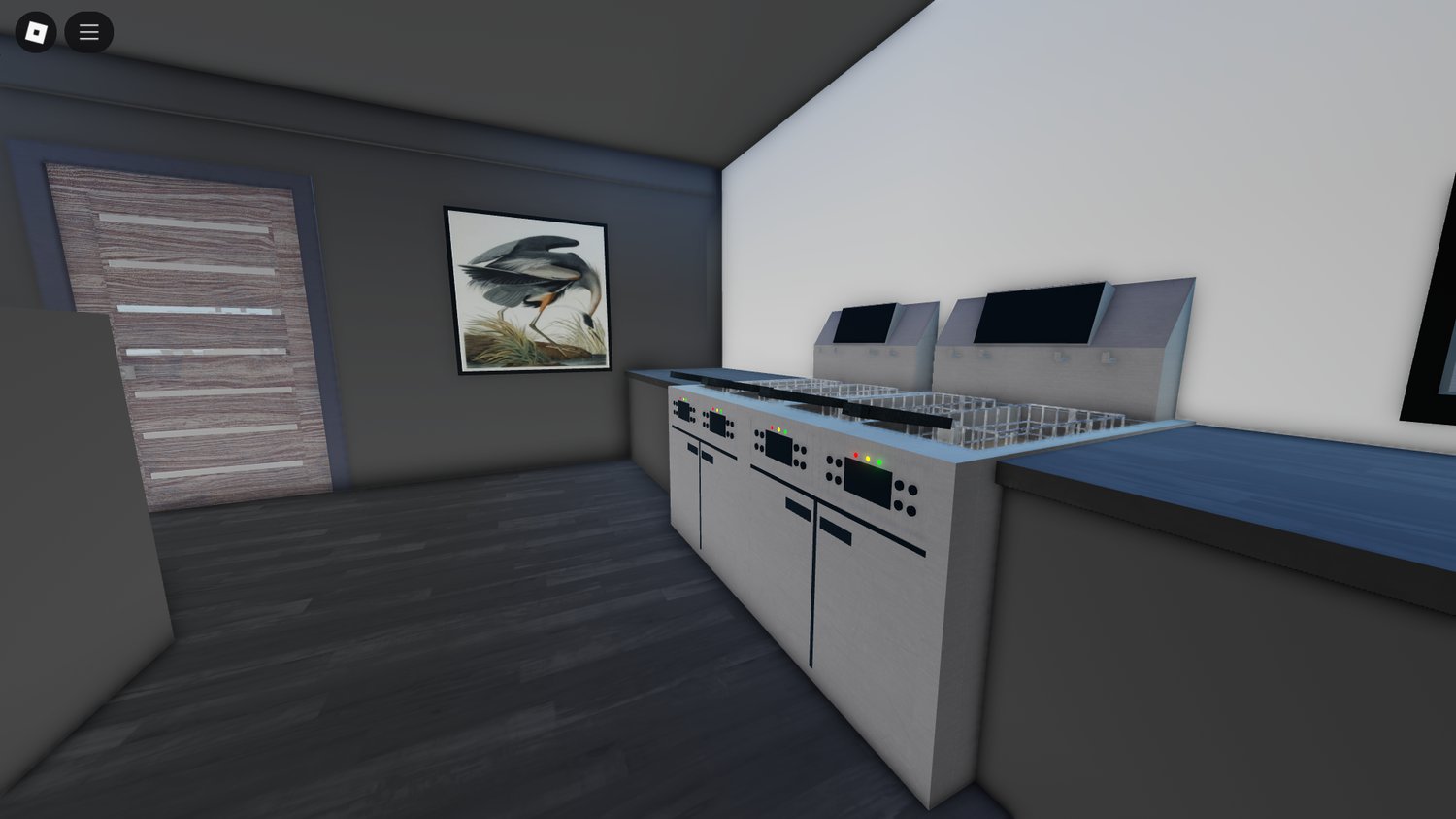 Dining area setting in Roblox build