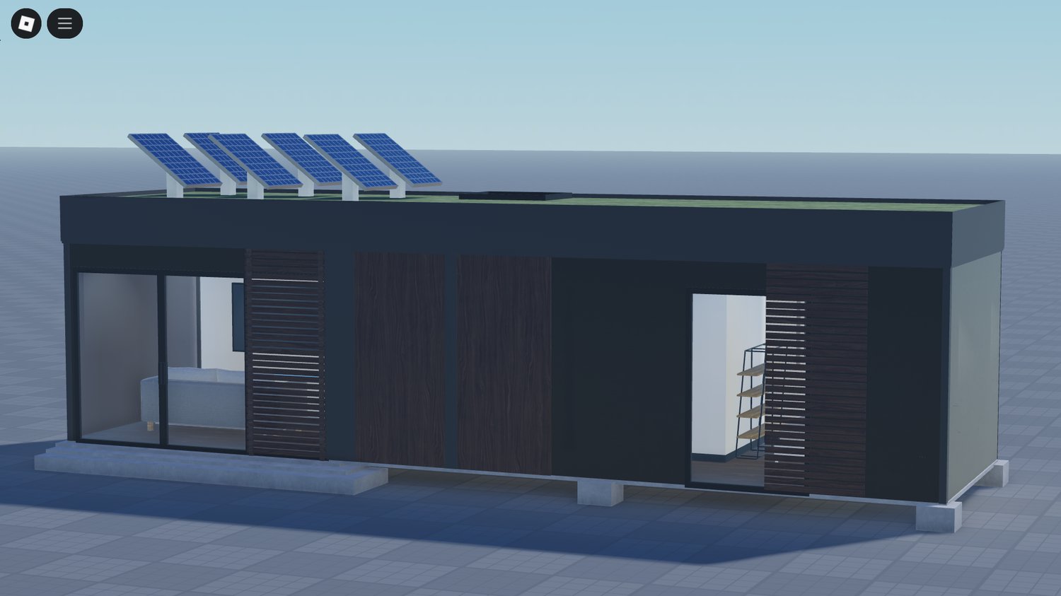 Close-up of container home entrance