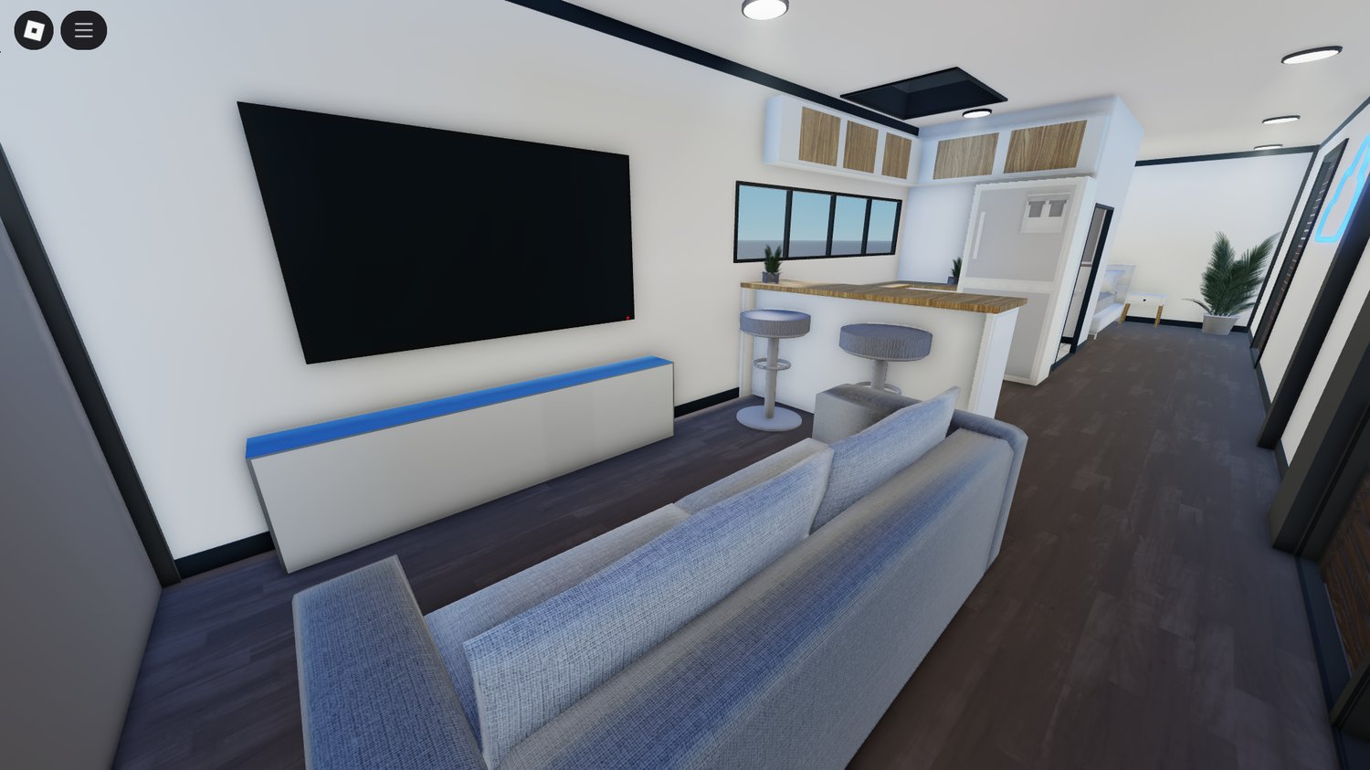Cinematic view of container home in a roleplay map