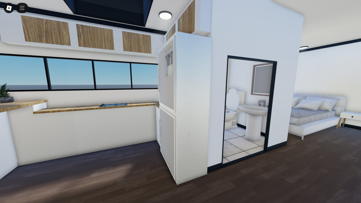 Showcase of container home in suburban environment