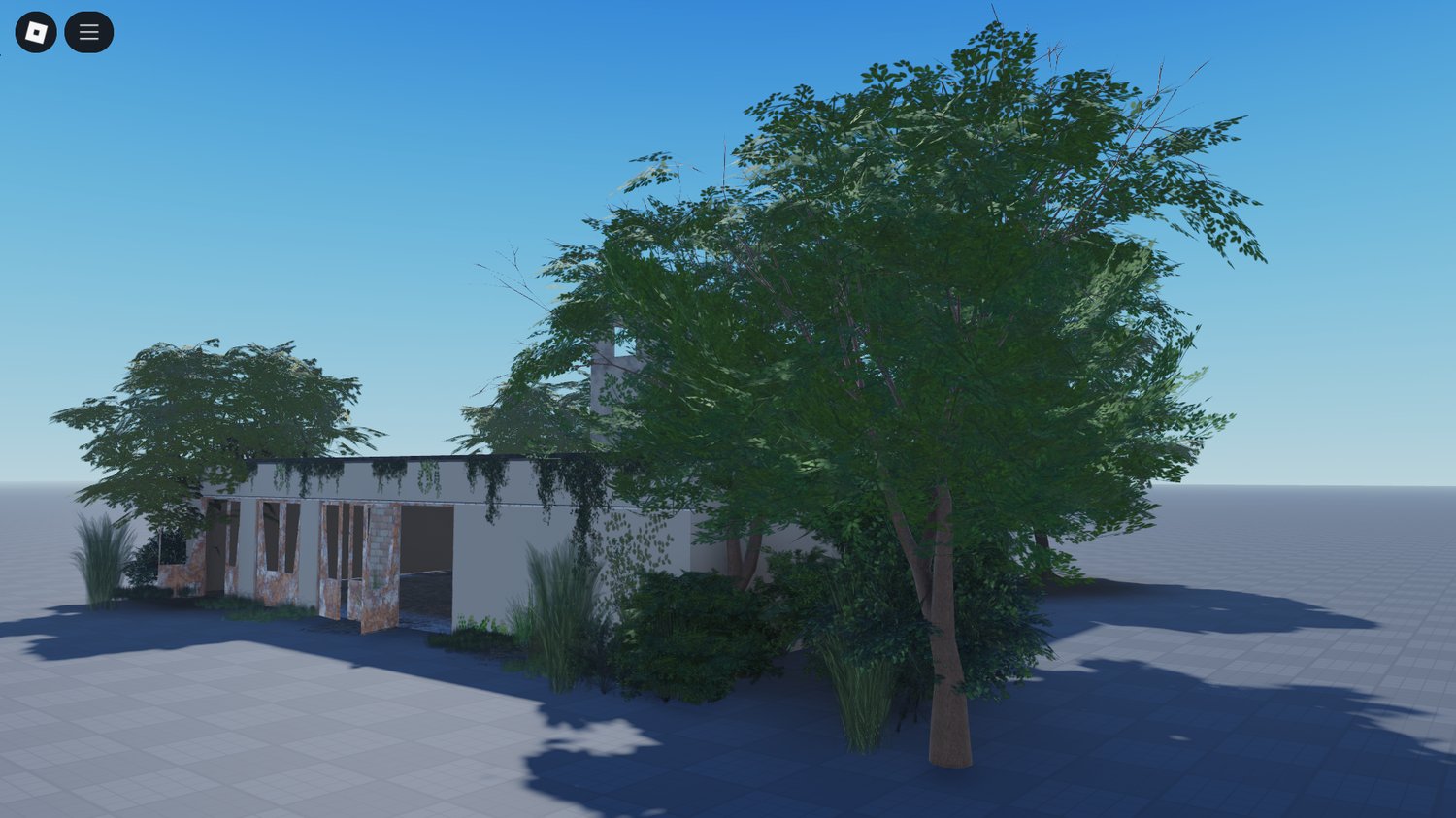Side angle of weathered fire station structure