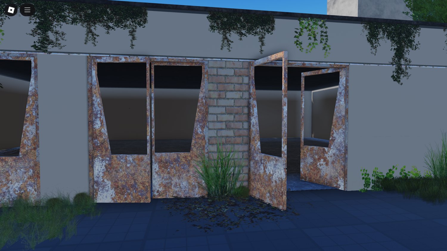 Empty fire truck bays with abandoned detail