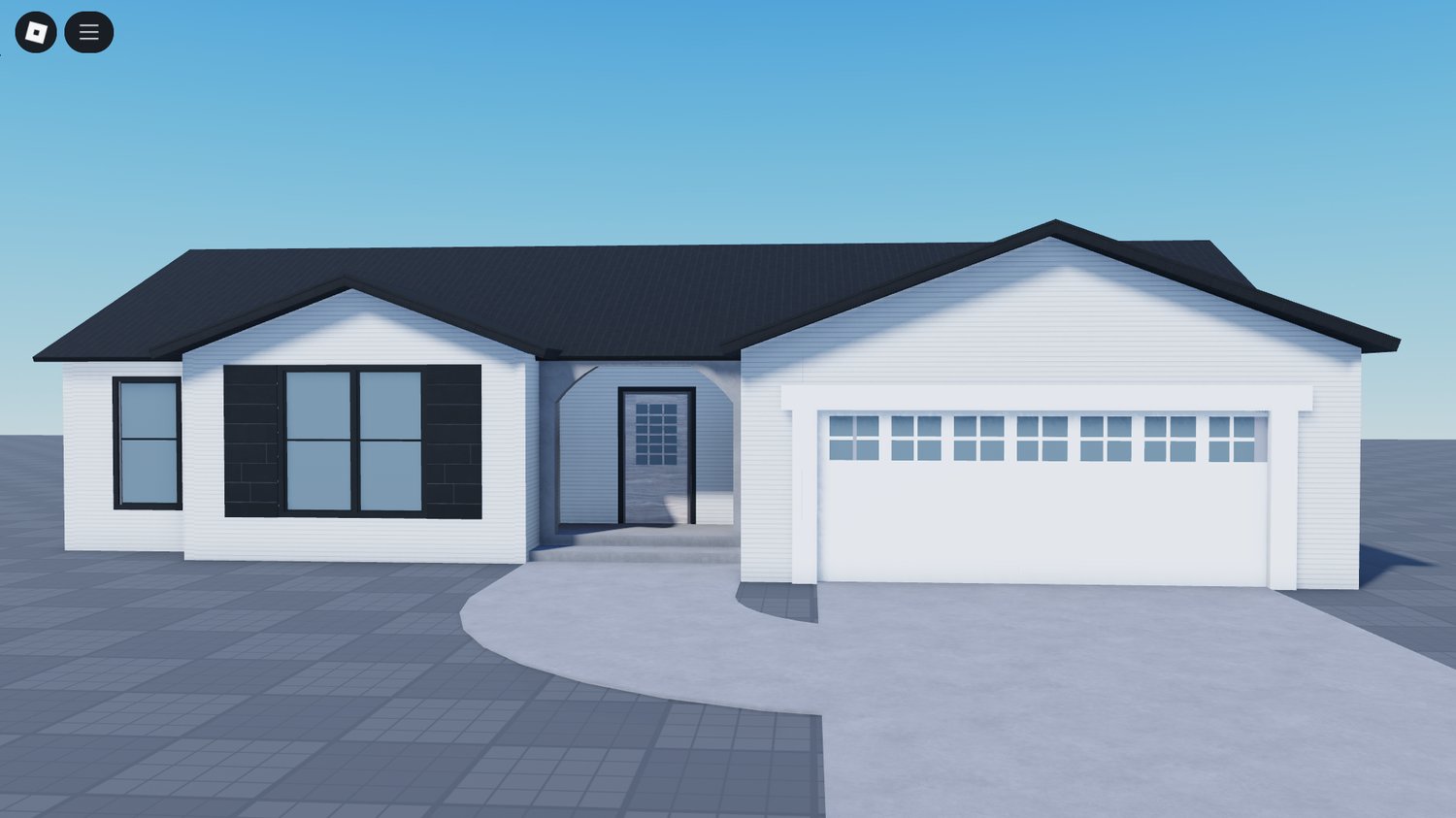Front view of small filler building in Roblox