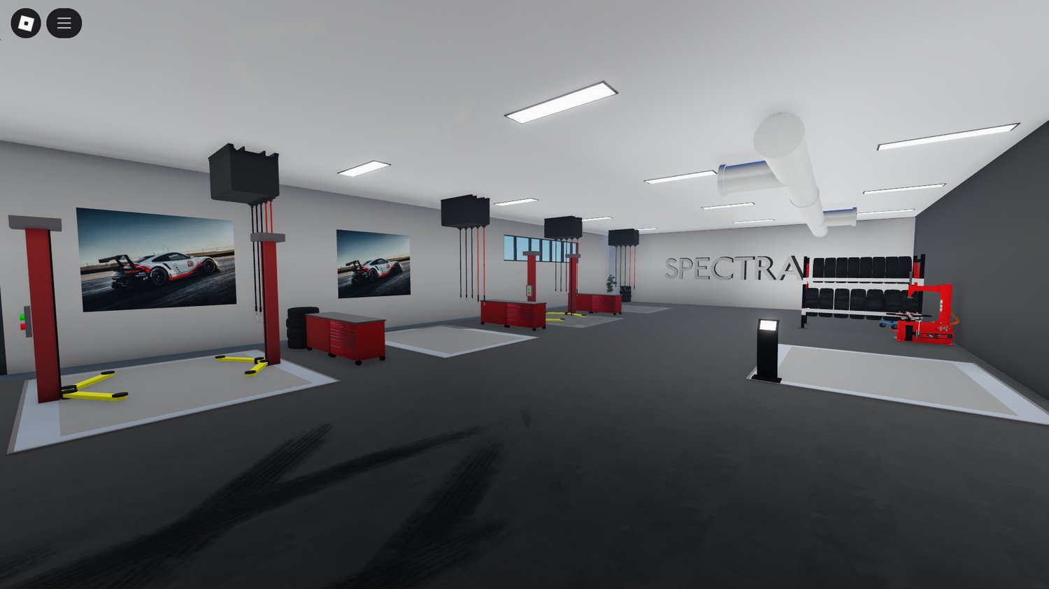 Perspective of service area for cars