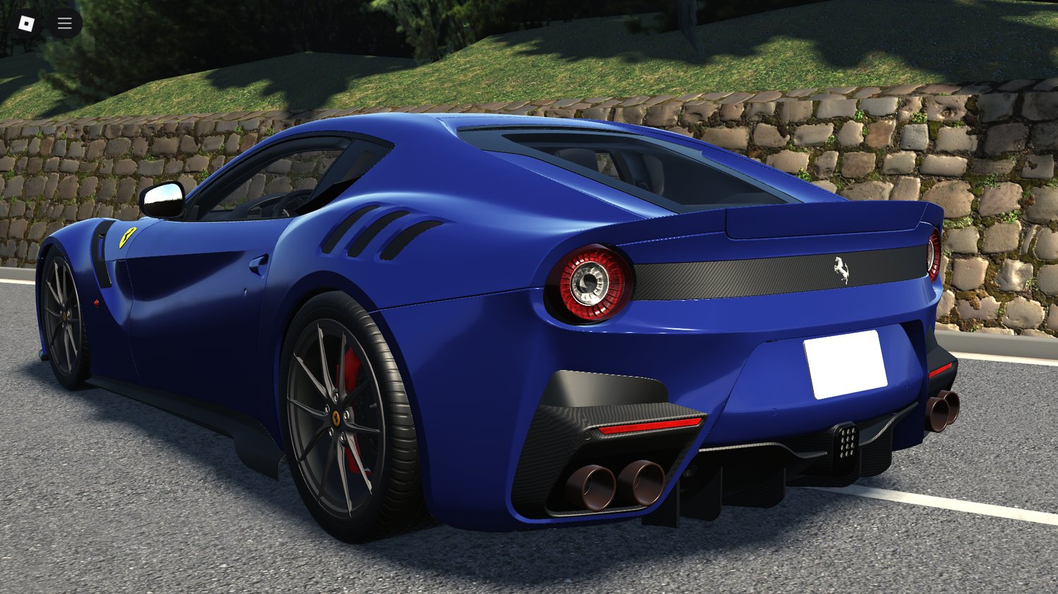 Wide shot on racetrack or luxury showcase