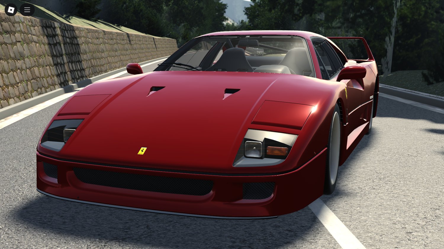 Front view of Ferrari F40 Roblox model