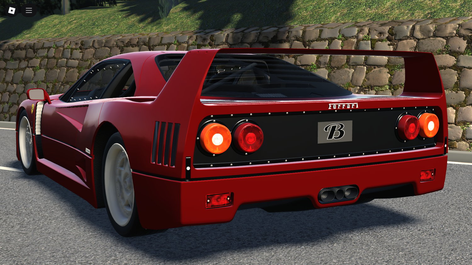 Wide shot on racetrack or retro luxury environment