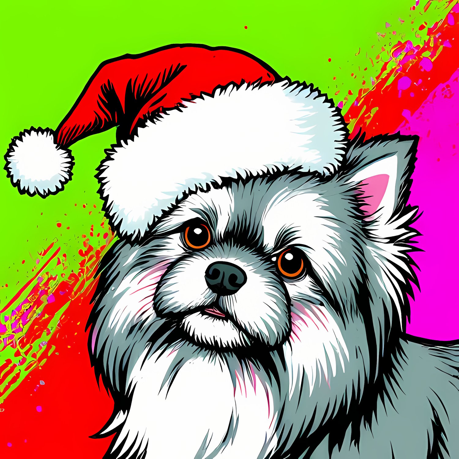 🐾13 Christmas Themed Pekinese Dog Art | High-Resolution PNGs in Pop Art, Folk Art and Watercolor Art Styles  📦 What’s Included:  13 Files in total High Resolution: 300 DPI for professional quality Image Sizes: From 3072px to 6144px 🎨 Perfect For:  Wall Ar