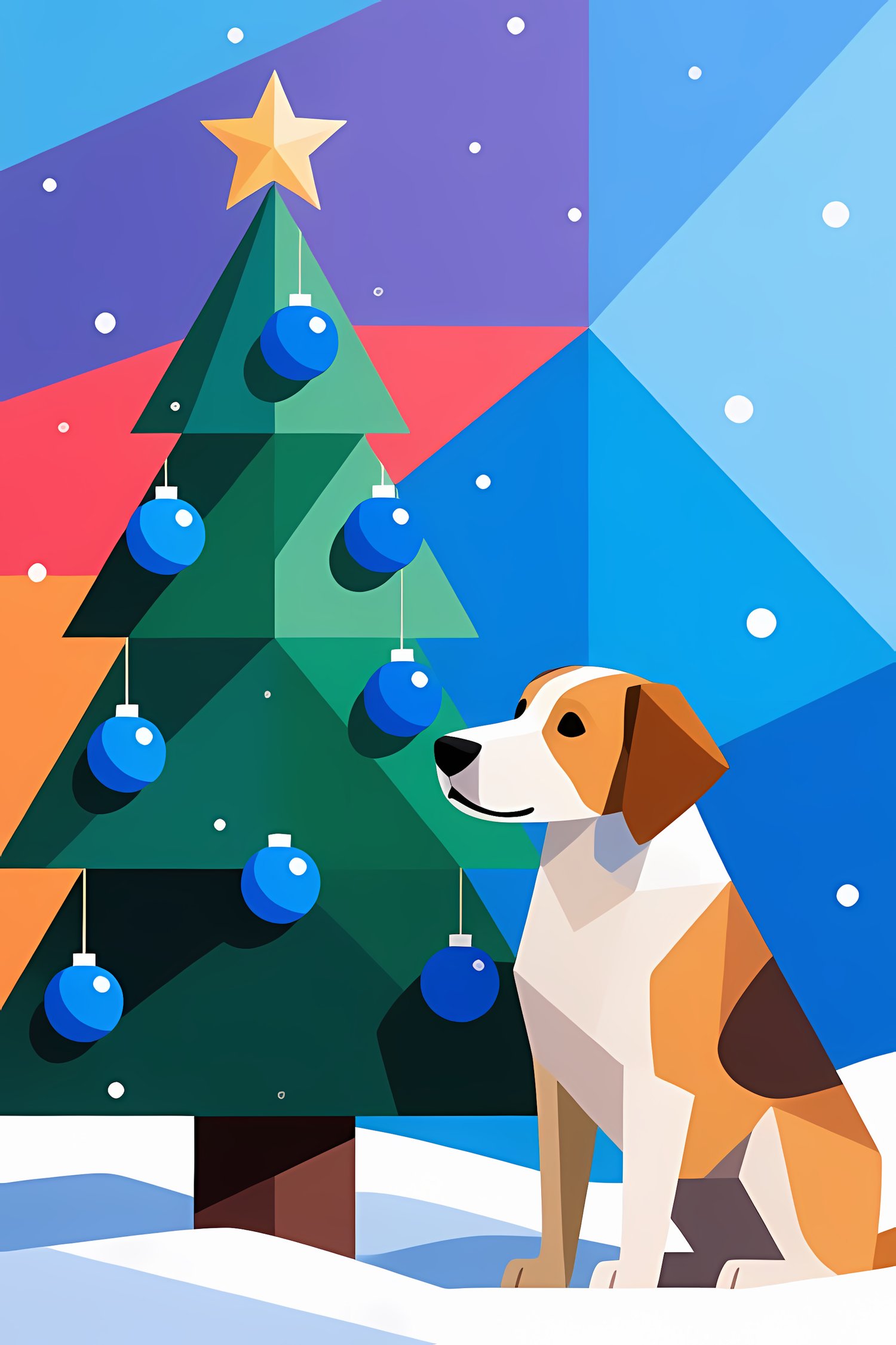 🐾24 Christmas Themed Dog Art | High-Resolution PNGs in Geometric Abstract Art Style  📦 What’s Included:  24 Files in total High Resolution: 300 DPI for professional quality Image Sizes: From 3702px to 4608px (square, landscape, portrait) 🎨 Perfect For:  W