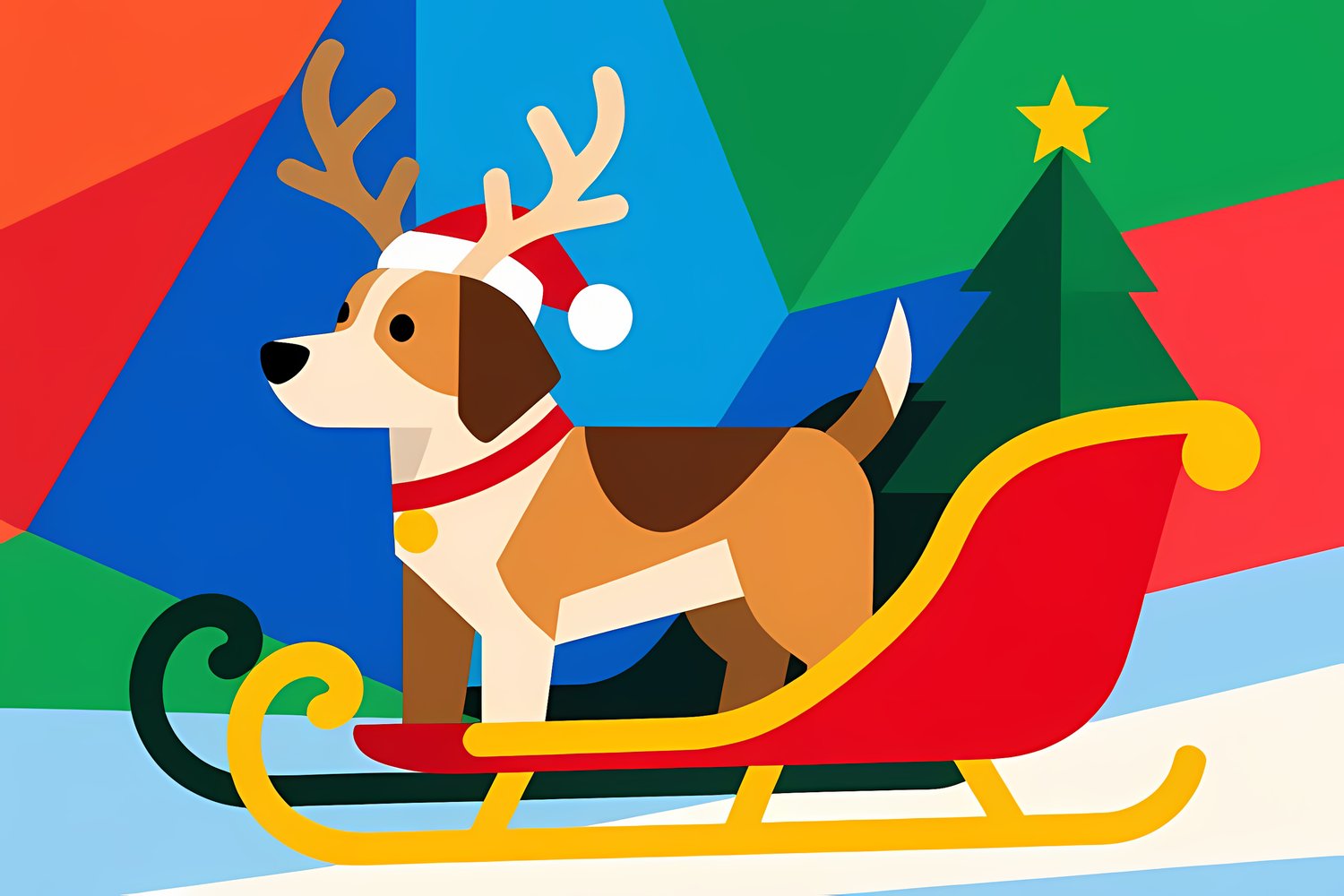 🐾24 Christmas Themed Dog Art | High-Resolution PNGs in Geometric Abstract Art Style  📦 What’s Included:  24 Files in total High Resolution: 300 DPI for professional quality Image Sizes: From 3702px to 4608px (square, landscape, portrait) 🎨 Perfect For:  W