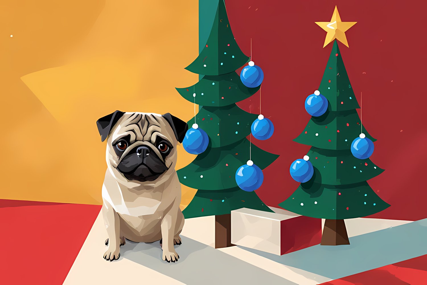 🐾24 Christmas Themed Dog Art | High-Resolution PNGs in Geometric Abstract Art Style  📦 What’s Included:  24 Files in total High Resolution: 300 DPI for professional quality Image Sizes: From 3702px to 4608px (square, landscape, portrait) 🎨 Perfect For:  W
