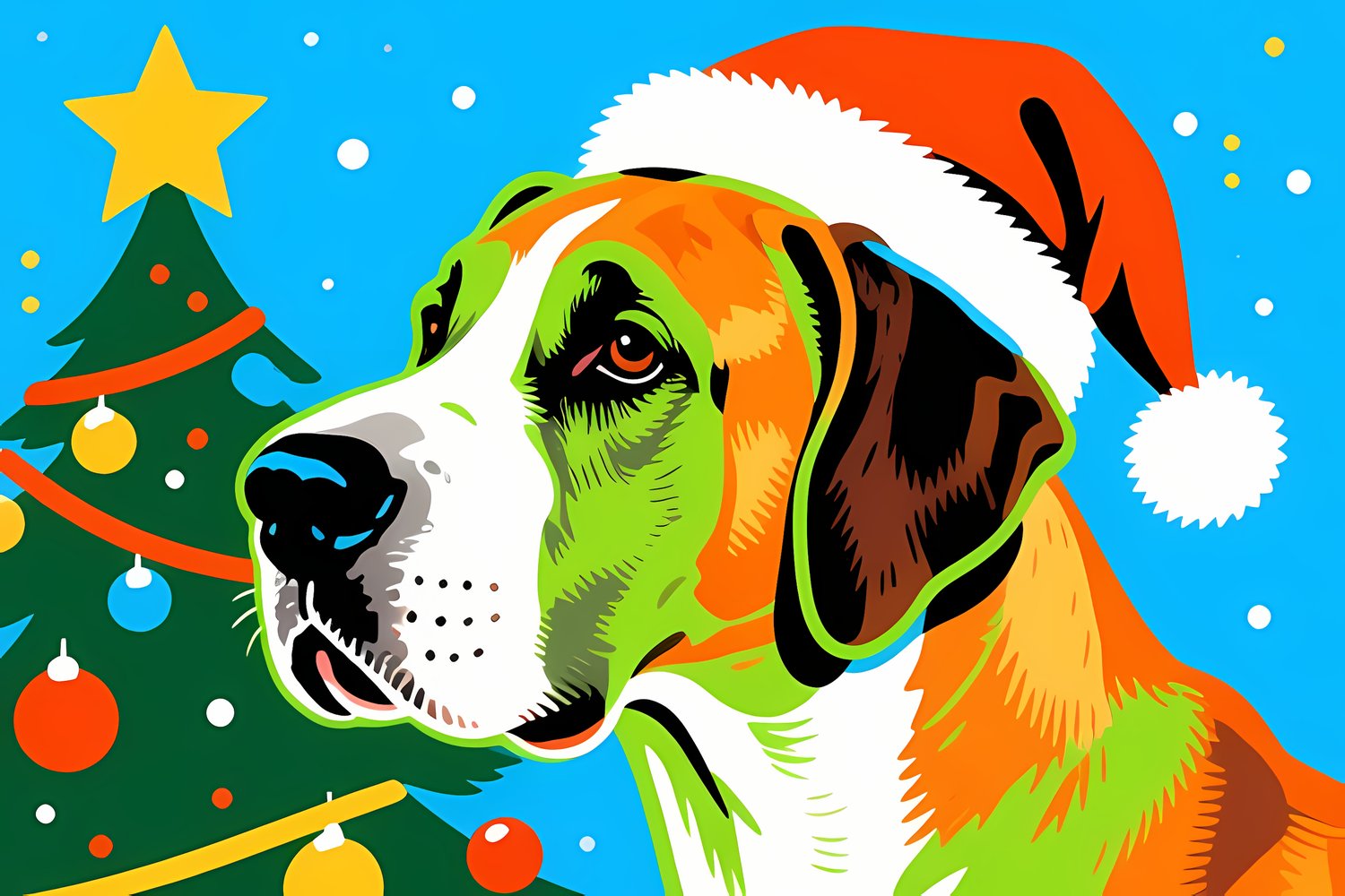 🐾28 Christmas Themed Dog Art | High-Resolution PNGs in Pop Art Styles  📦 What’s Included:  28 Files in total High Resolution: 300 DPI for professional quality Image Sizes: From 3072 px to 4608 px 🎨 Perfect For:  Wall Art & Décor Custom Stationery & Writin
