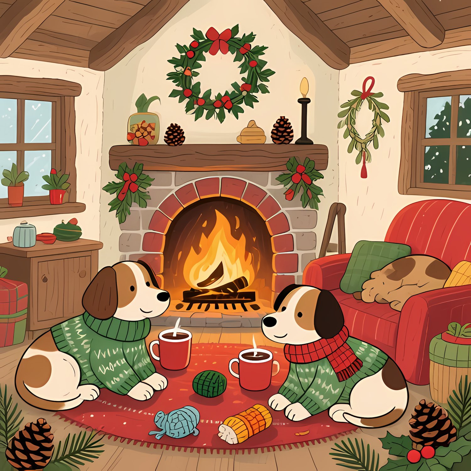 🐾40 Christmas Themed Dog Art | High-Resolution PNGs in Illustrated Art Styles  📦 What’s Included:  40 Files in total High Resolution: 300 DPI for professional quality Image Sizes: From 3072 px to 4608 px 🎨 Perfect For:  Wall Art & Décor Custom Stationery 
