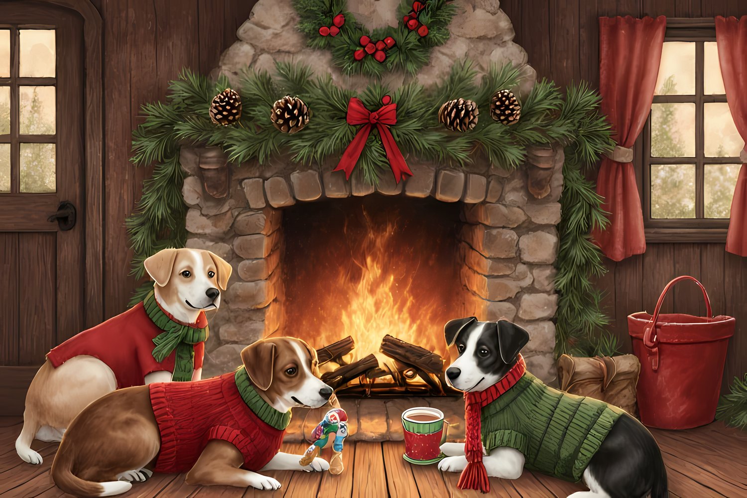 🐾40 Christmas Themed Dog Art | High-Resolution PNGs in Illustrated Art Styles  📦 What’s Included:  40 Files in total High Resolution: 300 DPI for professional quality Image Sizes: From 3072 px to 4608 px 🎨 Perfect For:  Wall Art & Décor Custom Stationery 