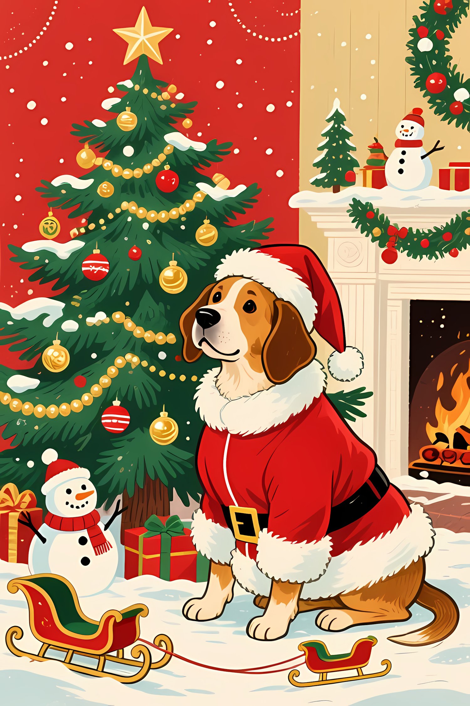 🐾40 Christmas Themed Dog Art | High-Resolution PNGs in Illustrated Art Styles  📦 What’s Included:  40 Files in total High Resolution: 300 DPI for professional quality Image Sizes: From 3072 px to 4608 px 🎨 Perfect For:  Wall Art & Décor Custom Stationery 