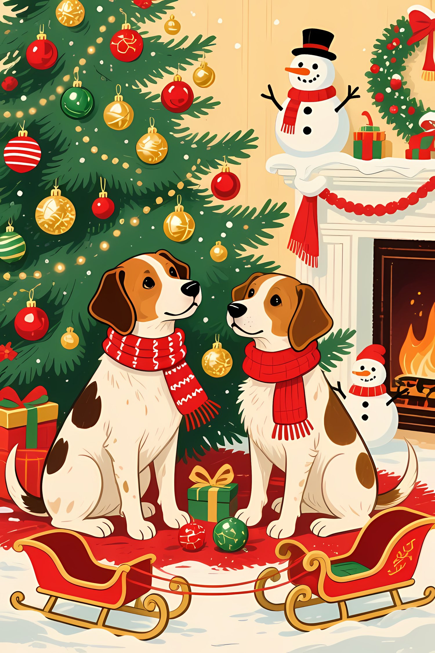 🐾40 Christmas Themed Dog Art | High-Resolution PNGs in Illustrated Art Styles  📦 What’s Included:  40 Files in total High Resolution: 300 DPI for professional quality Image Sizes: From 3072 px to 4608 px 🎨 Perfect For:  Wall Art & Décor Custom Stationery 