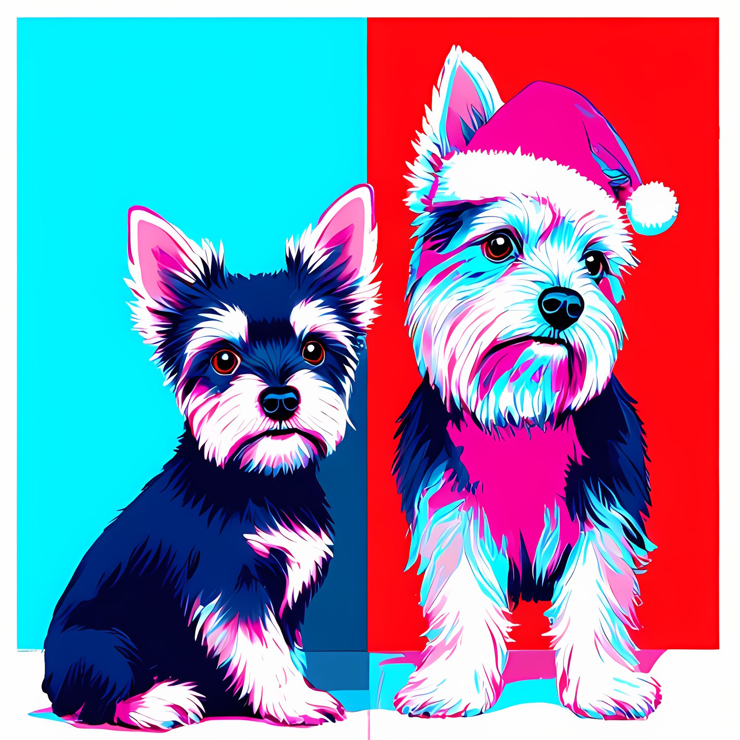 🐾35 Christmas Themed Yorkshire Terrier Art | High-Resolution PNGs in Folk Art, Pop Art and Vector Art Styles  📦 What’s Included:  35 Files in total High Resolution: 300 DPI for professional quality Image Sizes: From 3072 px to 6144 px 🎨 Perfect For:  Wall