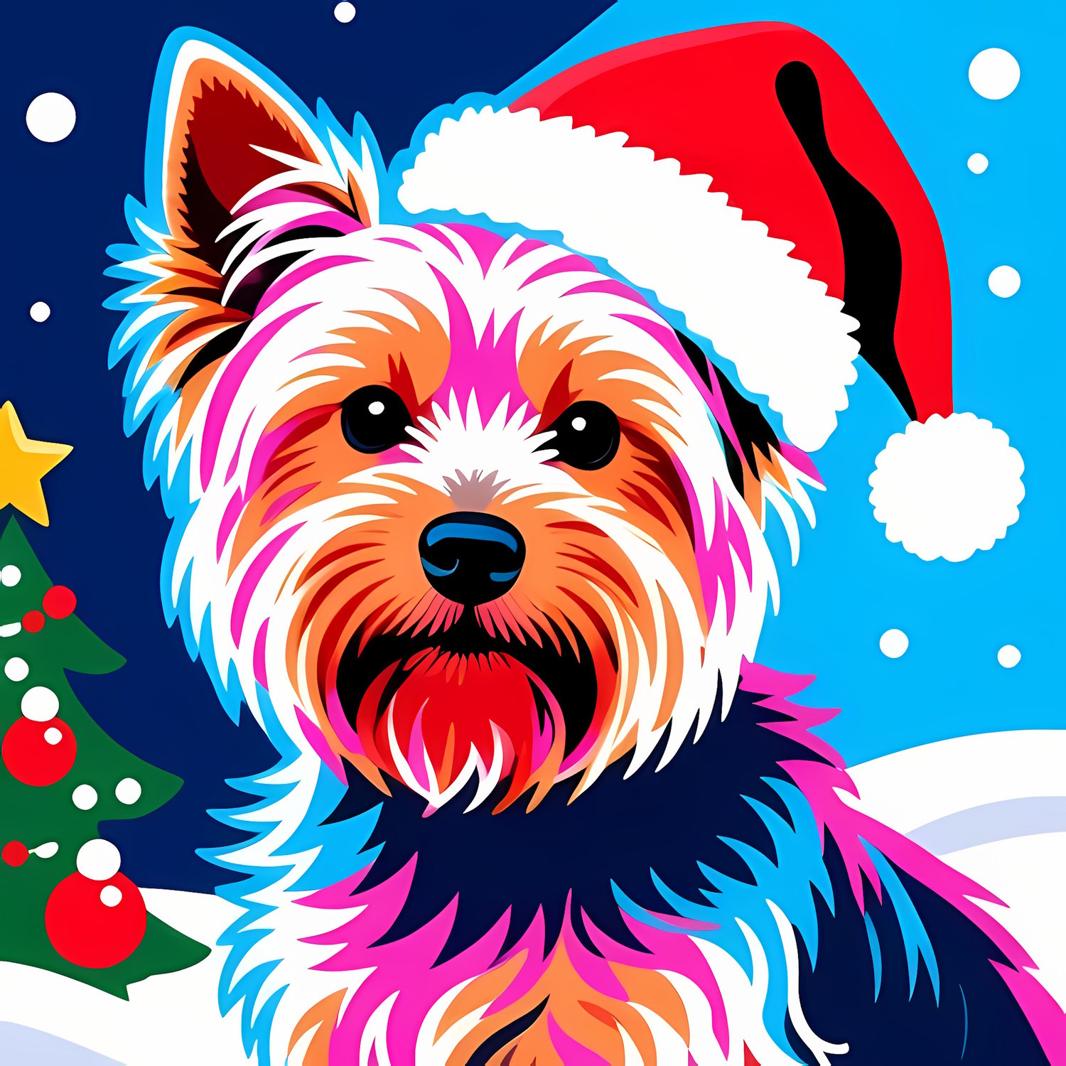 🐾35 Christmas Themed Yorkshire Terrier Art | High-Resolution PNGs in Folk Art, Pop Art and Vector Art Styles  📦 What’s Included:  35 Files in total High Resolution: 300 DPI for professional quality Image Sizes: From 3072 px to 6144 px 🎨 Perfect For:  Wall