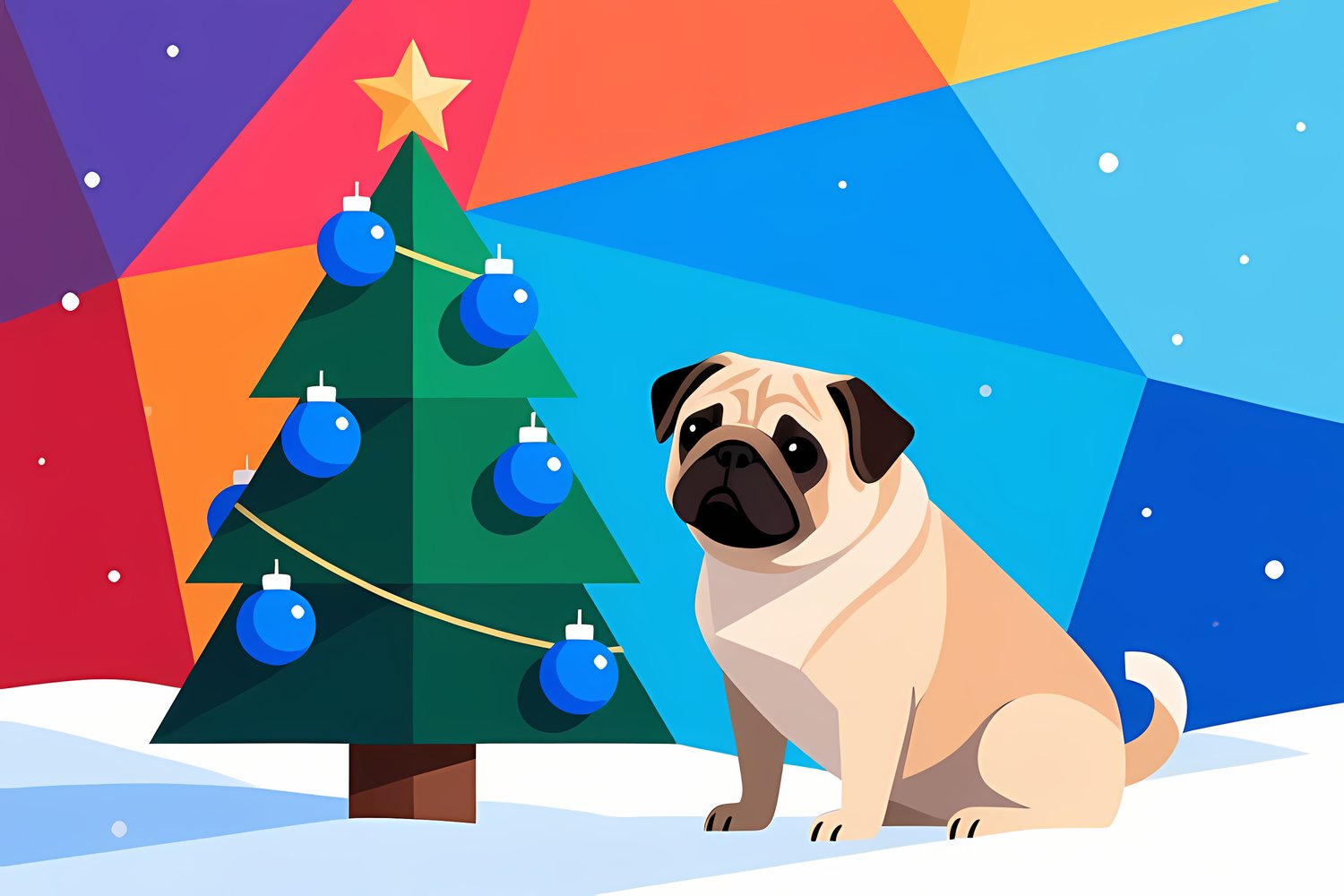 🐾18 Christmas Themed Pugs Art | High-Resolution PNGs in Geometric Abstract and Painterly Art Styles  📦 What’s Included:  18 Files in total High Resolution: 300 DPI for professional quality Image Sizes: From 3072 px to 6144 px 🎨 Perfect For:  Wall Art & Dé