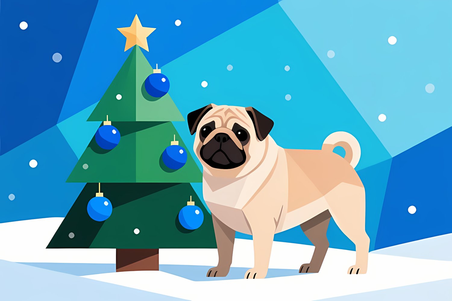 🐾18 Christmas Themed Pugs Art | High-Resolution PNGs in Geometric Abstract and Painterly Art Styles  📦 What’s Included:  18 Files in total High Resolution: 300 DPI for professional quality Image Sizes: From 3072 px to 6144 px 🎨 Perfect For:  Wall Art & Dé