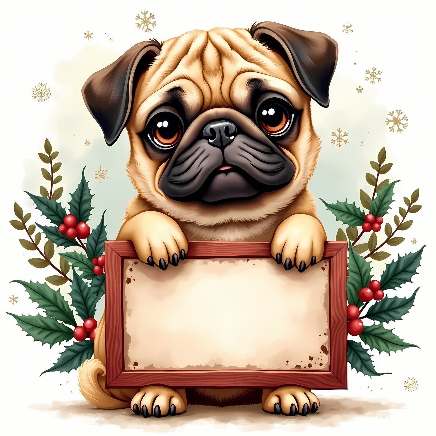 🐾18 Christmas Themed Pugs Art | High-Resolution PNGs in Geometric Abstract and Painterly Art Styles  📦 What’s Included:  18 Files in total High Resolution: 300 DPI for professional quality Image Sizes: From 3072 px to 6144 px 🎨 Perfect For:  Wall Art & Dé