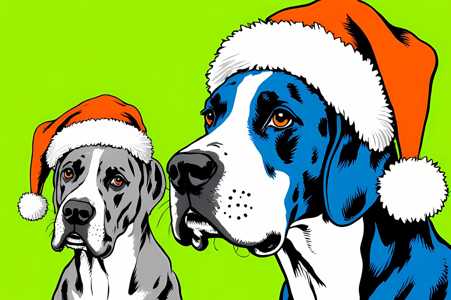 🐾20 Christmas Great Dane Dog Art | High-Resolution PNGs in Pop Art, Painterly & Illustrated Art Styles  📦 What’s Included:  20 Files in total High Resolution: 300 DPI for professional quality Image Sizes: From 3072 px to 6144 px 🎨 Perfect For:  Wall Art &