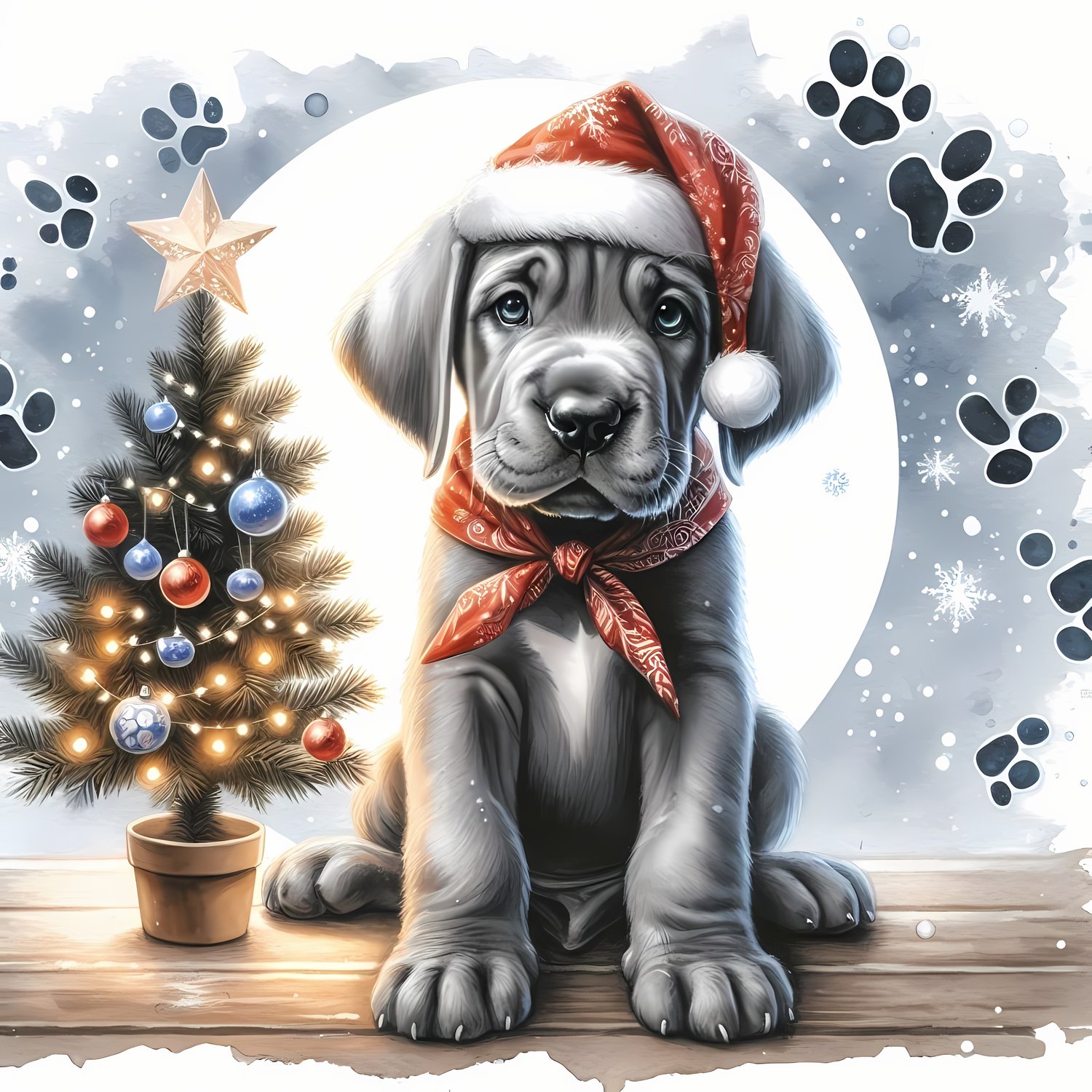 🐾20 Christmas Great Dane Dog Art | High-Resolution PNGs in Pop Art, Painterly & Illustrated Art Styles  📦 What’s Included:  20 Files in total High Resolution: 300 DPI for professional quality Image Sizes: From 3072 px to 6144 px 🎨 Perfect For:  Wall Art &