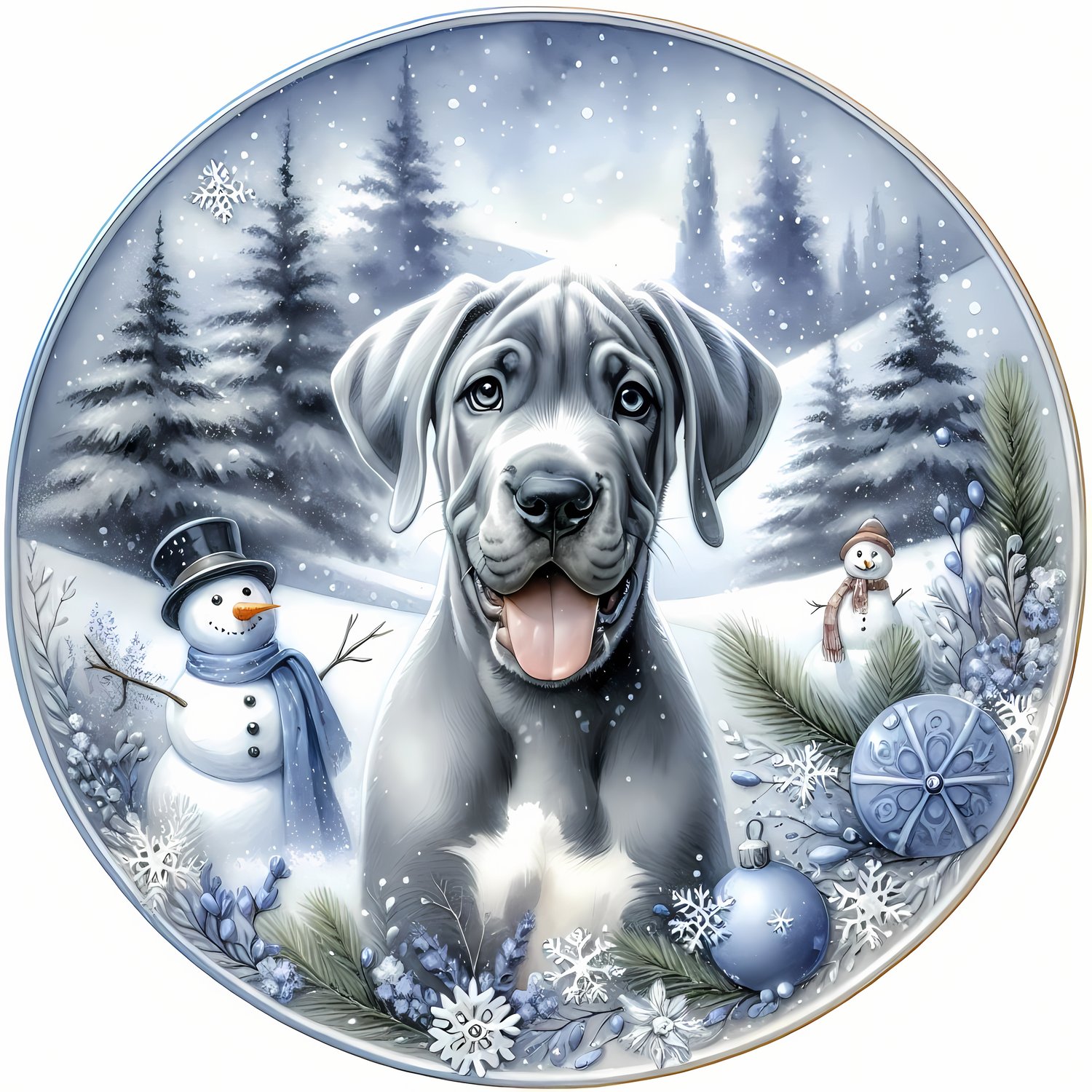 🐾20 Christmas Great Dane Dog Art | High-Resolution PNGs in Pop Art, Painterly & Illustrated Art Styles  📦 What’s Included:  20 Files in total High Resolution: 300 DPI for professional quality Image Sizes: From 3072 px to 6144 px 🎨 Perfect For:  Wall Art &