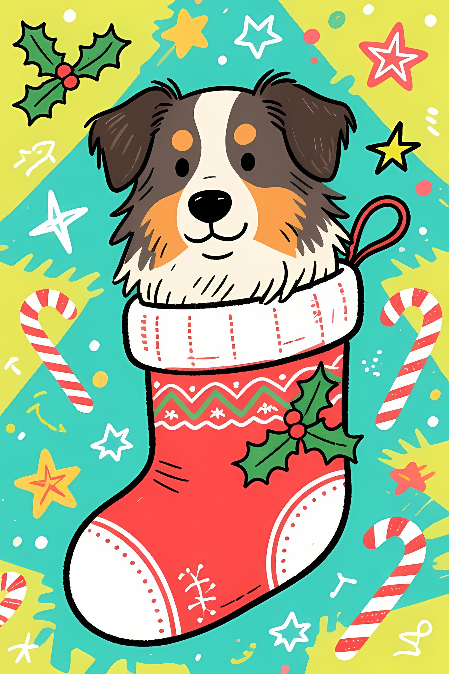 🐾20 Christmas Australian Shepherd Art | High-Resolution PNGs in Pop Art, Painterly, Illustration & Folk Art Styles  📦 What’s Included:  20 Files in total High Resolution: 300 DPI for professional quality Image Sizes: From 3072 px to 4608 px 🎨 Perfect For: