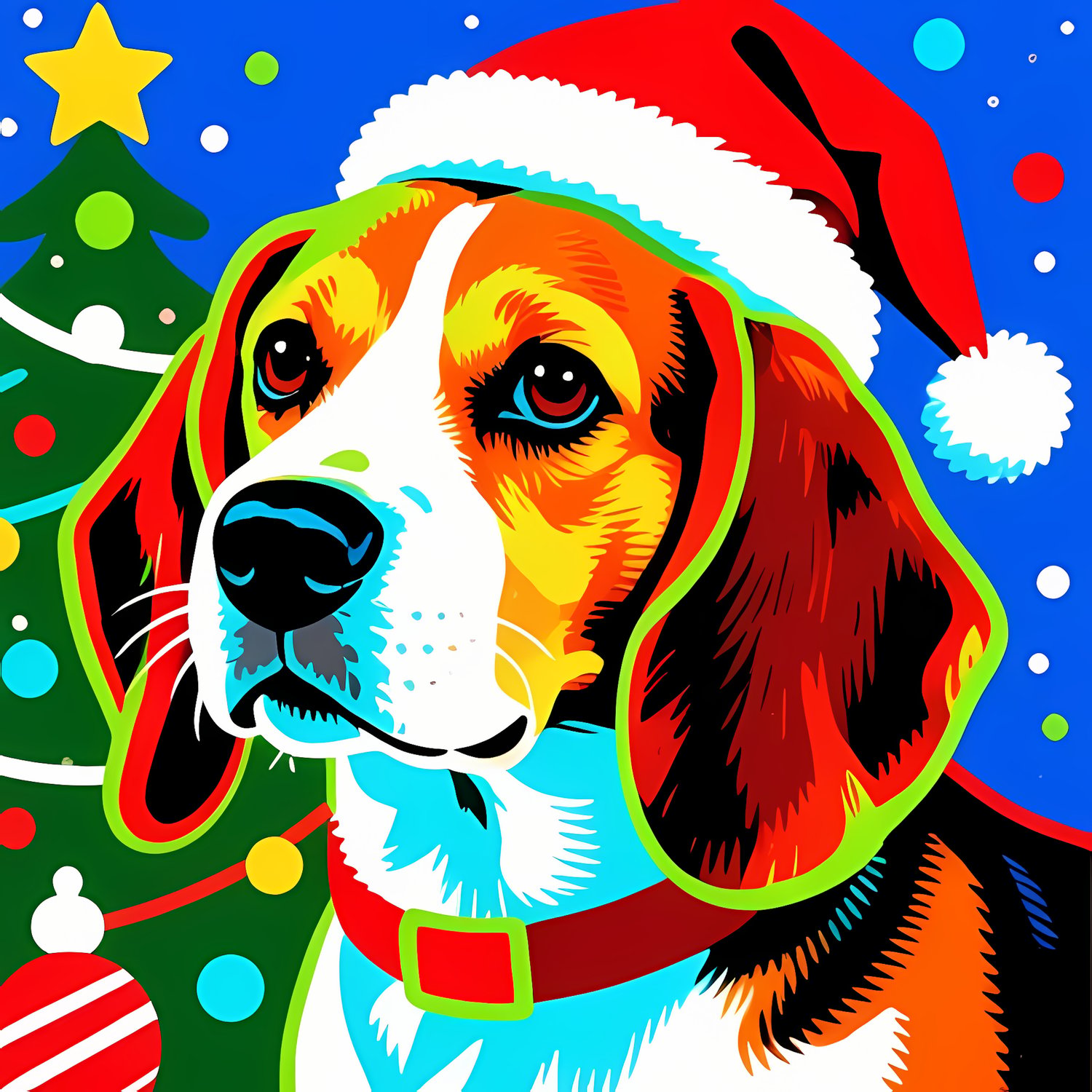 🐾25 Christmas Themed Beagle Dog Art | High-Resolution PNGs in Illustration, Painterly and Geometric Art Styles  📦 What’s Included:  25 Files in total High Resolution: 300 DPI for professional quality Image Sizes: From 3072 px to 4608 px 🎨 Perfect For:  Wa