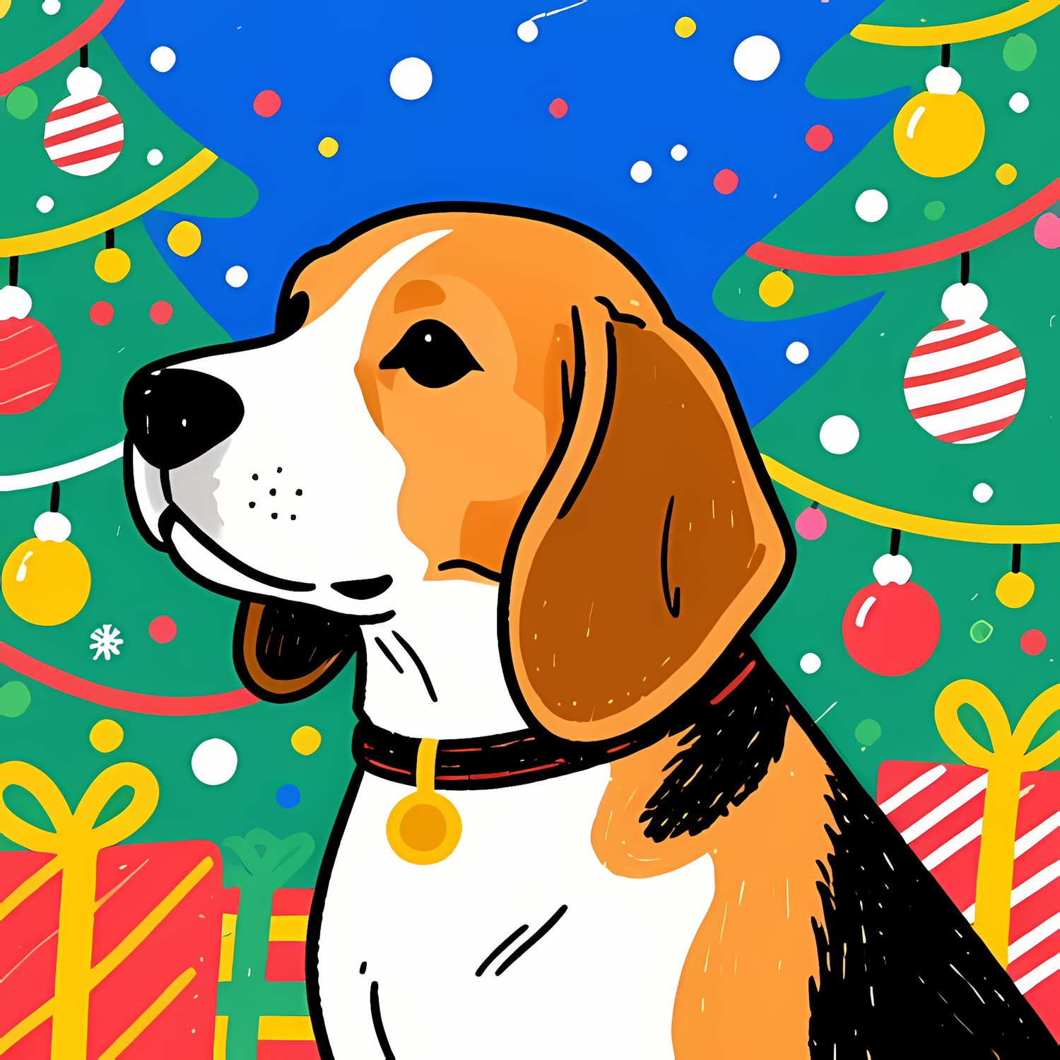 🐾25 Christmas Themed Beagle Dog Art | High-Resolution PNGs in Illustration, Painterly and Geometric Art Styles  📦 What’s Included:  25 Files in total High Resolution: 300 DPI for professional quality Image Sizes: From 3072 px to 4608 px 🎨 Perfect For:  Wa