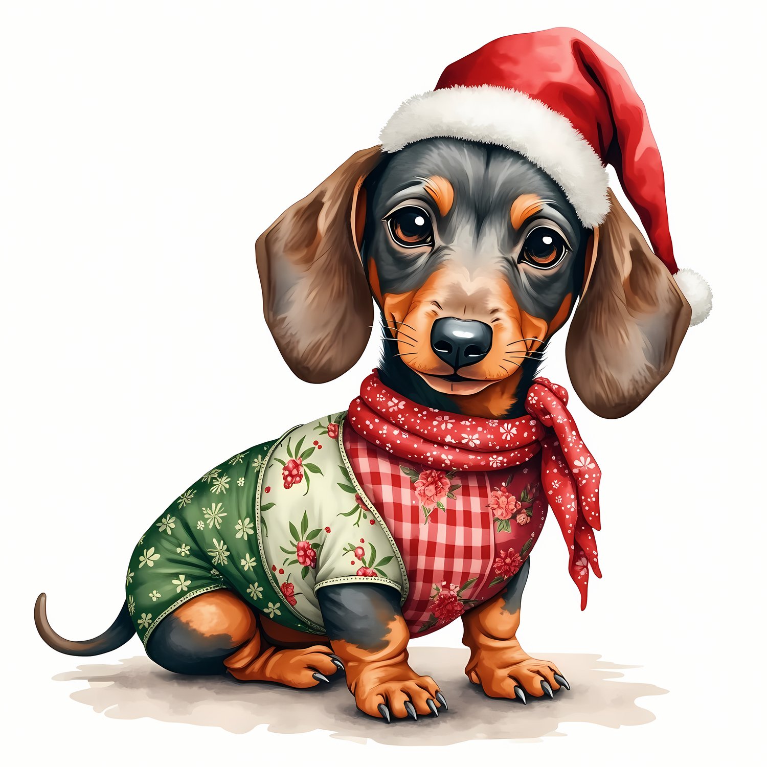 🐾40 Christmas Themed Dachshund Art | High-Resolution PNGs in Illustrated Painterly and Vector Art Styles  📦 What’s Included:  40 Files in total High Resolution: 300 DPI for professional quality Image Sizes: From 6144 px 🎨 Perfect For:  Wall Art & Décor Cu