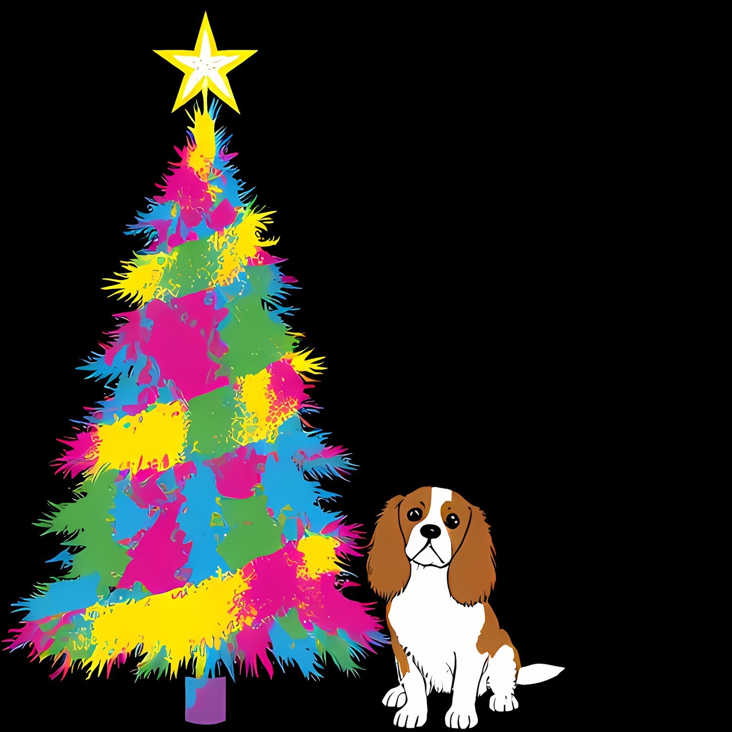 🐾23 Christmas Themed Cavalier King Charles Spaniel Art | High-Resolution PNGs in Illustration, Pop Art, Whimsical, Silhouette Art Styles  📦 What’s Included:  23 Files in total High Resolution: 300 DPI for professional quality Image Sizes: From 3072 px to