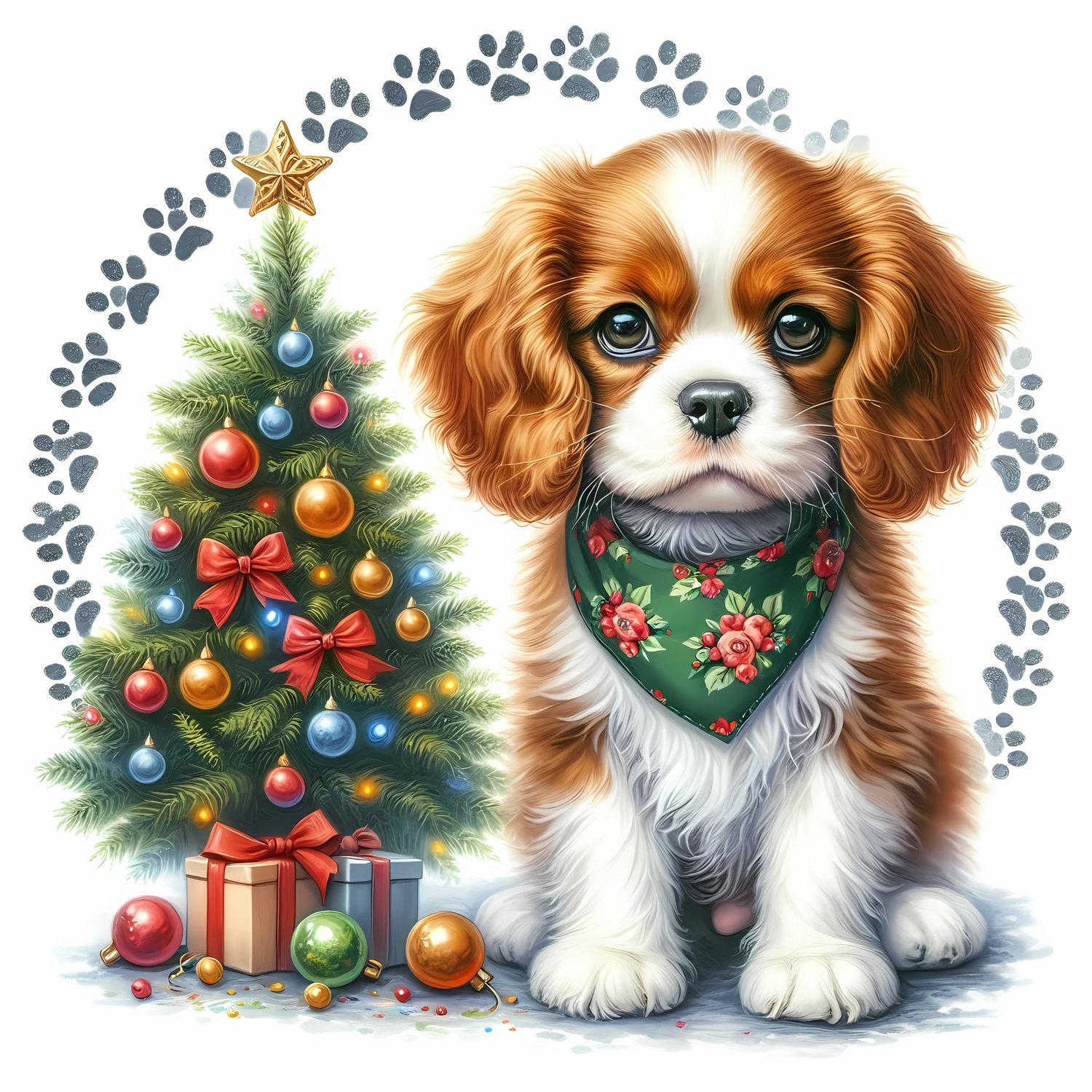🐾23 Christmas Themed Cavalier King Charles Spaniel Art | High-Resolution PNGs in Illustration, Pop Art, Whimsical, Silhouette Art Styles  📦 What’s Included:  23 Files in total High Resolution: 300 DPI for professional quality Image Sizes: From 3072 px to