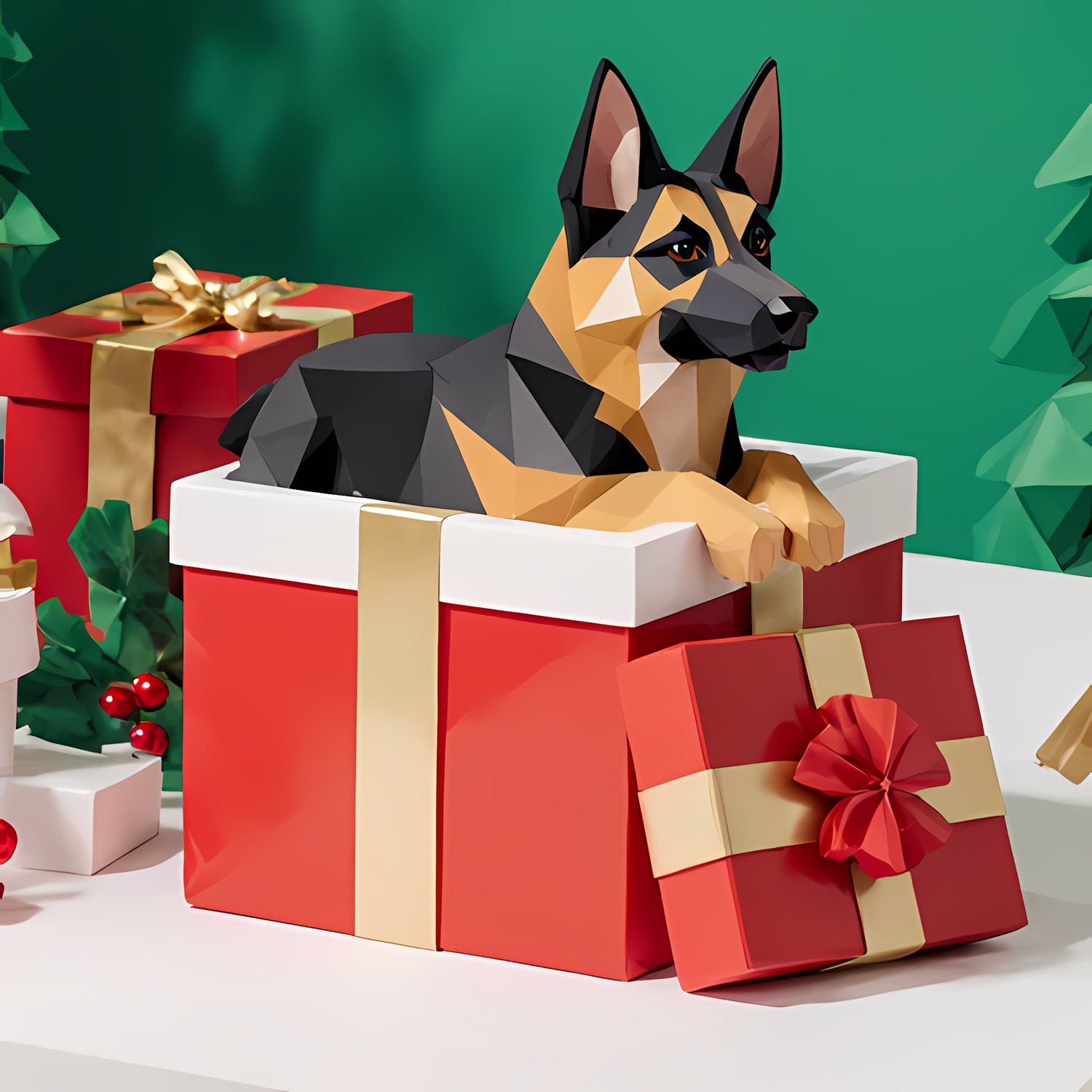 🐾22 Christmas Themed German Shepherd Art | High-Resolution PNGs in Illustration, Painterly, Pop Art, Geometric and Halftone Neon Punk Art Styles  📦 What’s Included:  22 Files in total High Resolution: 300 DPI for professional quality Image Sizes: From 307