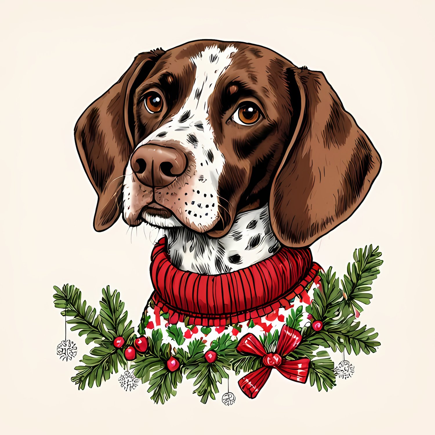 🐾20 Christmas Themed German Shorthaired Pointer Art | High-Resolution PNGs in Illustration, Painterly, Vector Art & Halftone Pop Art Styles  📦 What’s Included:  20 Files in total High Resolution: 300 DPI for professional quality Image Sizes: From 3072 px 